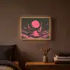 Maan - Felroze - Bergen - Rivier Light Box met batterij (Wandlamp) middel -sfeer4
