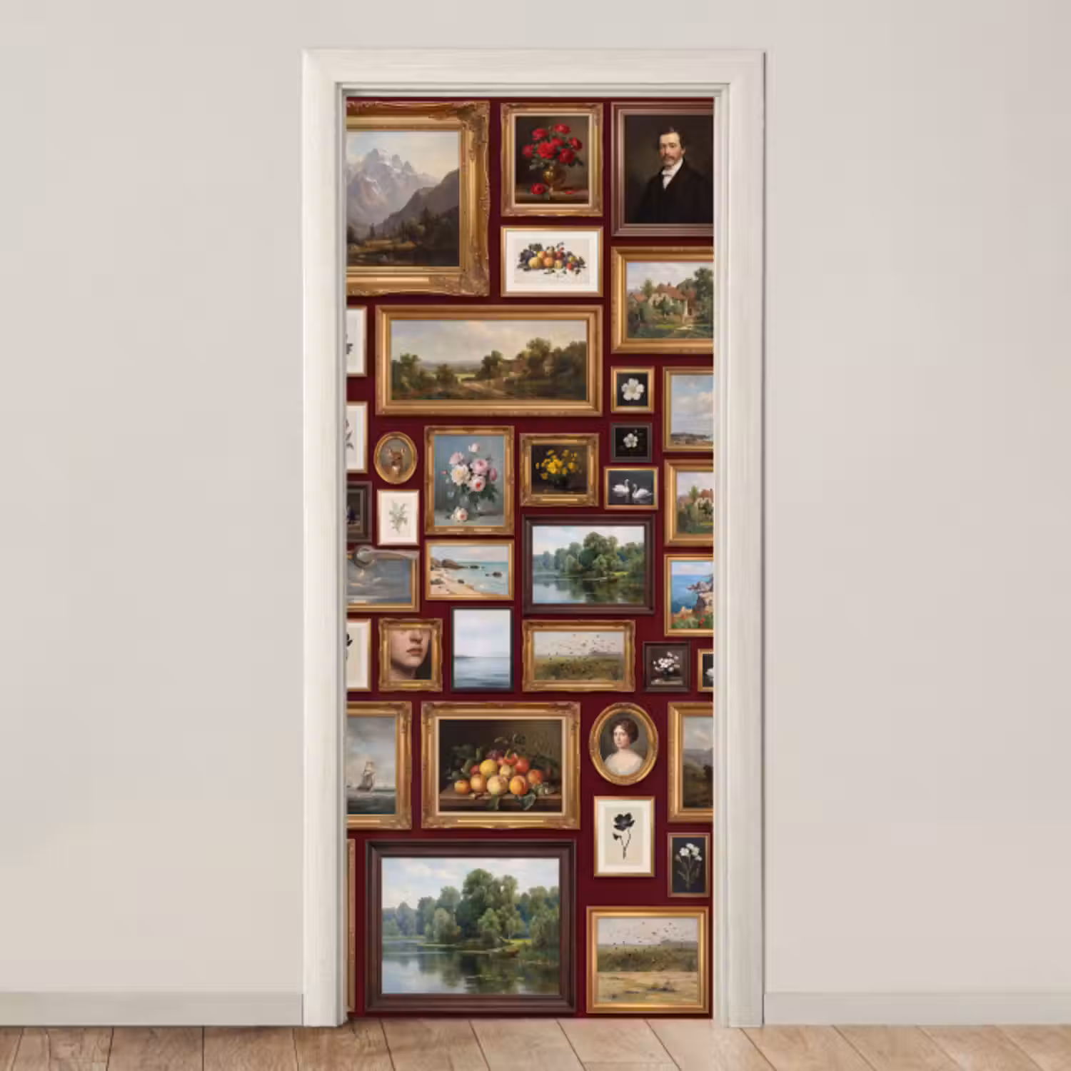 Deursticker - Bloemen - Vaas - Klassiek - Kunst - Rood
