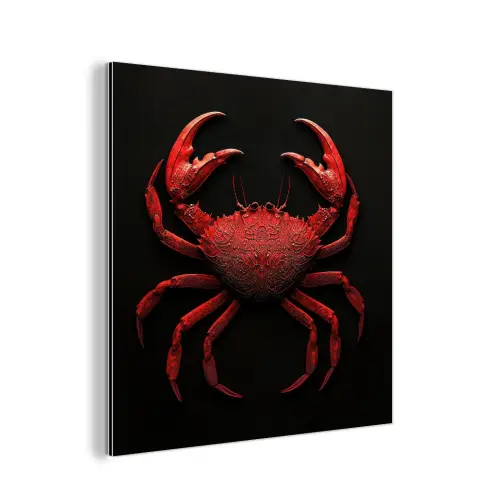 Krab - Rood - Vissen - Schaaldieren aluminium wit klein -3d