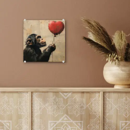 Street art - Chimpansee - Ballon - Graffiti - Banksy plexiglas 5mm klein -sfeer5