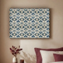Tegel - Patroon - Blauw - Beige Textielframe zwart klein 947 -sfeer1