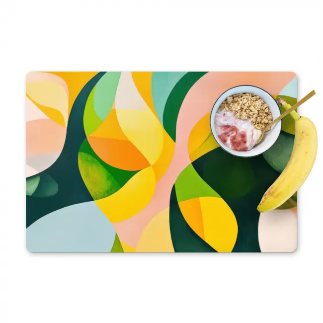Placemat - 6 pieces - Abstract - Yellow - Pink - Green