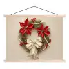 Deurkrans - Strik - Kerst - Rood - Groen textielposter latten blank klein -3d