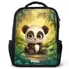 Panda - Bamboebos - Groen Rugzak - Zwart middel -3d
