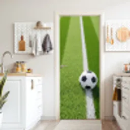 Voetbal - Grasveld - Sport - Groen deurposter klein -sfeer5