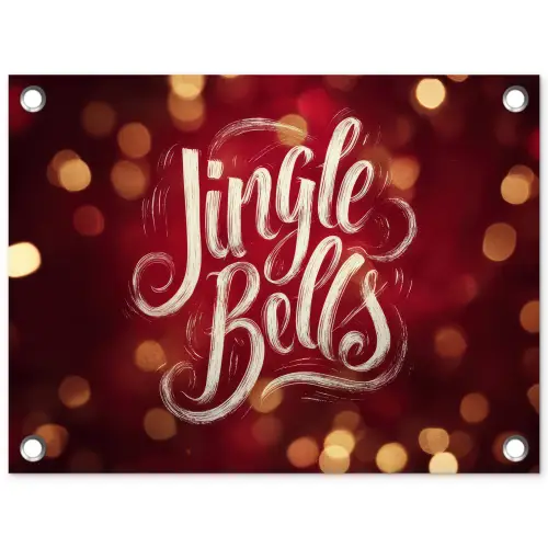 Jingle - Bells - Kerst - Rood tuinposter los doek klein -3d