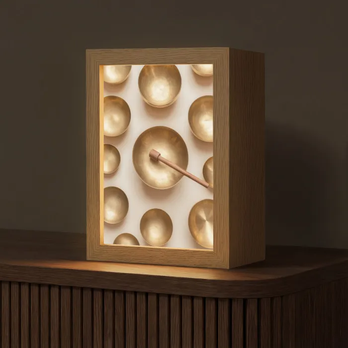 Symmetrisch - Goud - Brons - Balans Light Box met kabel (Tafellamp) klein -z3d_website