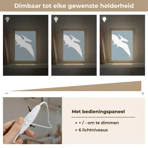 Dino - Pteranodon - Dinosaurus - Blauw Light Box met kabel klein -USP_dimbaarNL