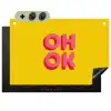 Oh ok - 3D - Geel - Roze Inductie beschemer met haakjes klein -3d