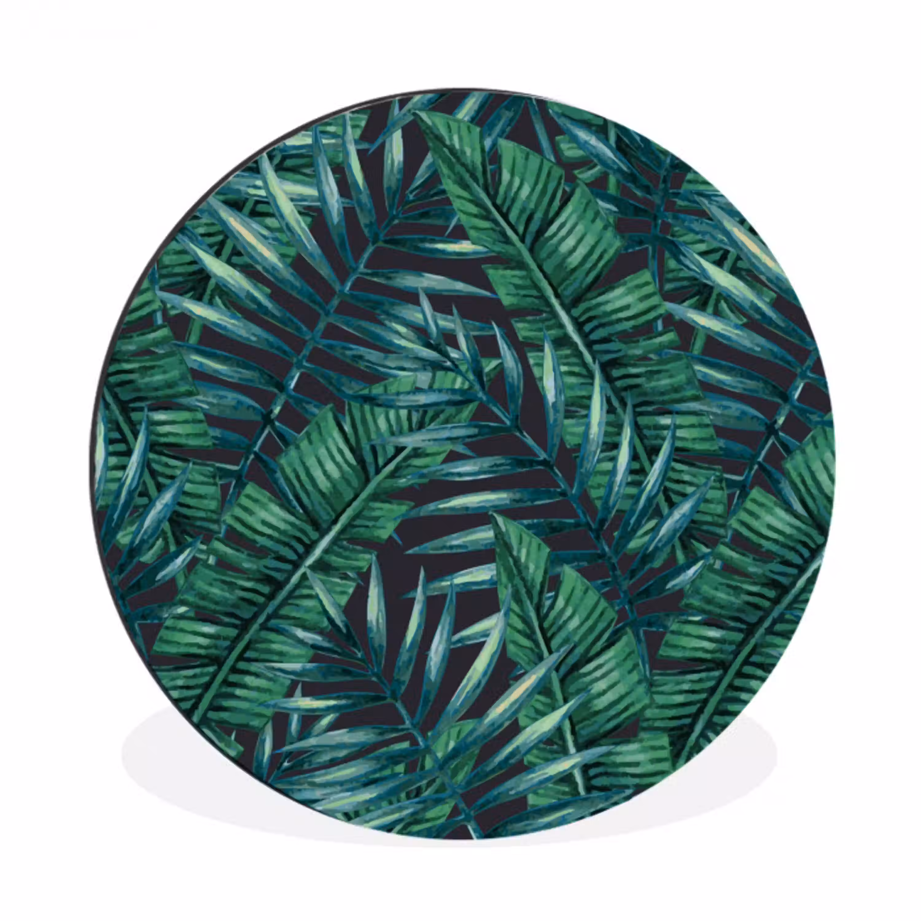 Bladeren - Tropisch - Jungle -  Natuur Wandcirkel aluminium middel -3d