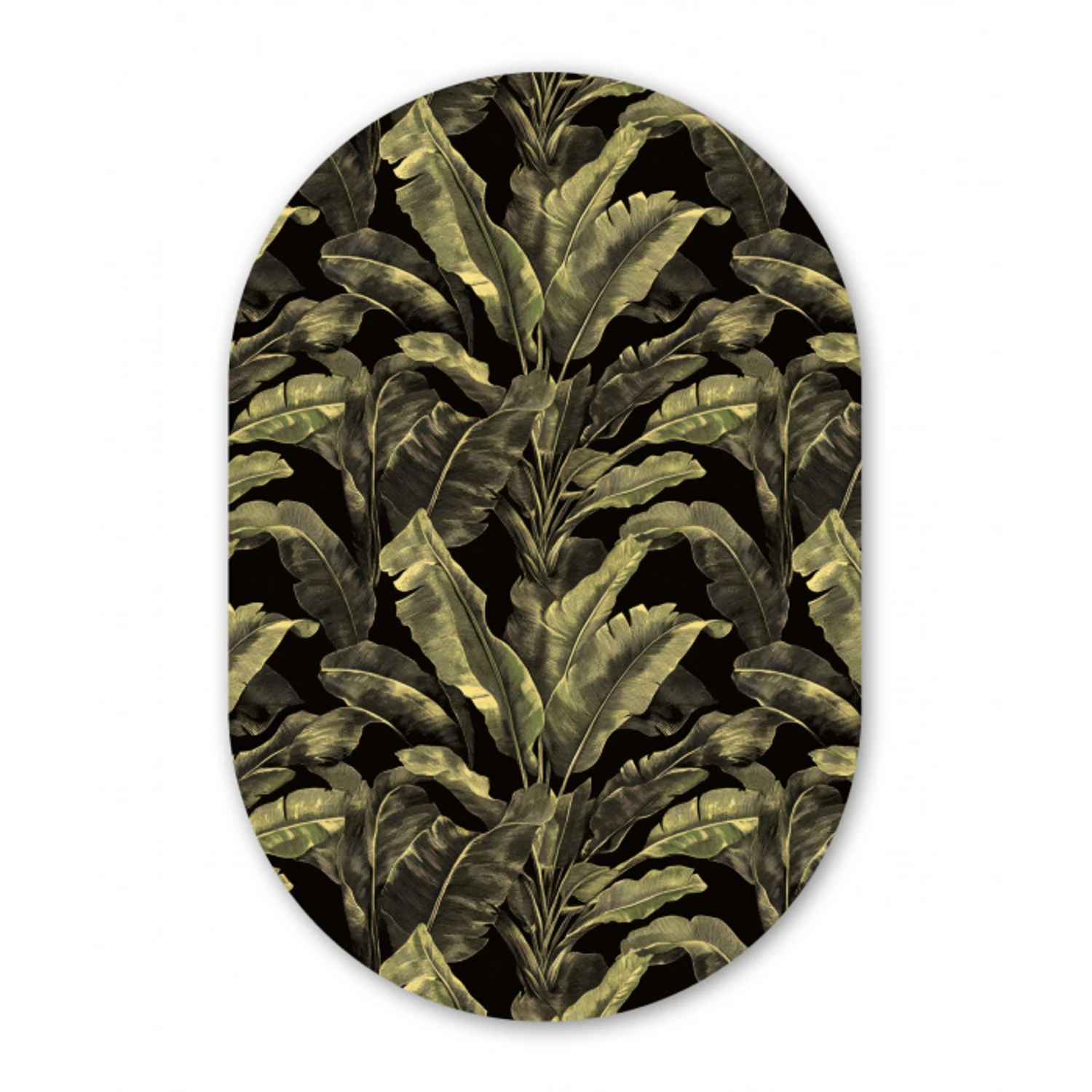Botanisch - Bladeren - Groen Wandcirkel Ovaal Aluminium middel 839 -3d