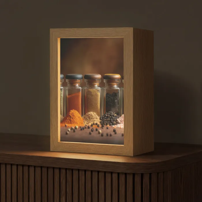 Potjes - Kruiden - Specerijen - Korrels Light Box met kabel (Tafellamp) klein -z3d_website