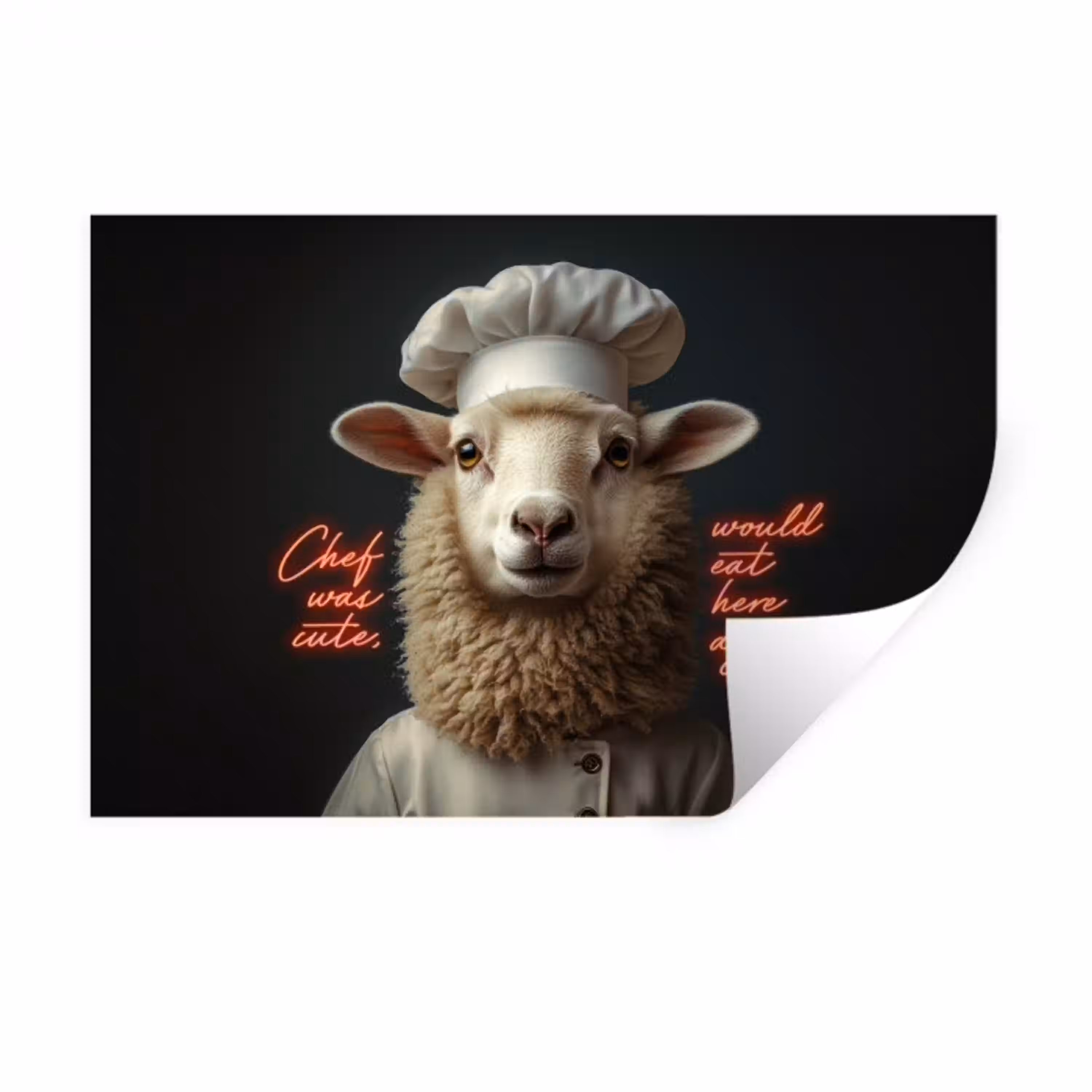 Schaap - Kokskleding - Neon - Quote Muursticker klein -3d