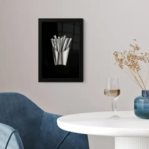 Frietjes - Futuristisch - Zilver fotolijst zwart zonder passe partout klein -sfeer4