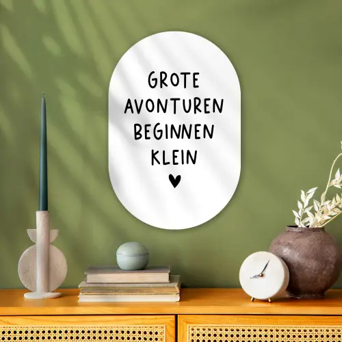 Quotes - Spreuken - Grote avonturen beginnen klein Wandcirkel Ovaal Forex klein -sfeer2