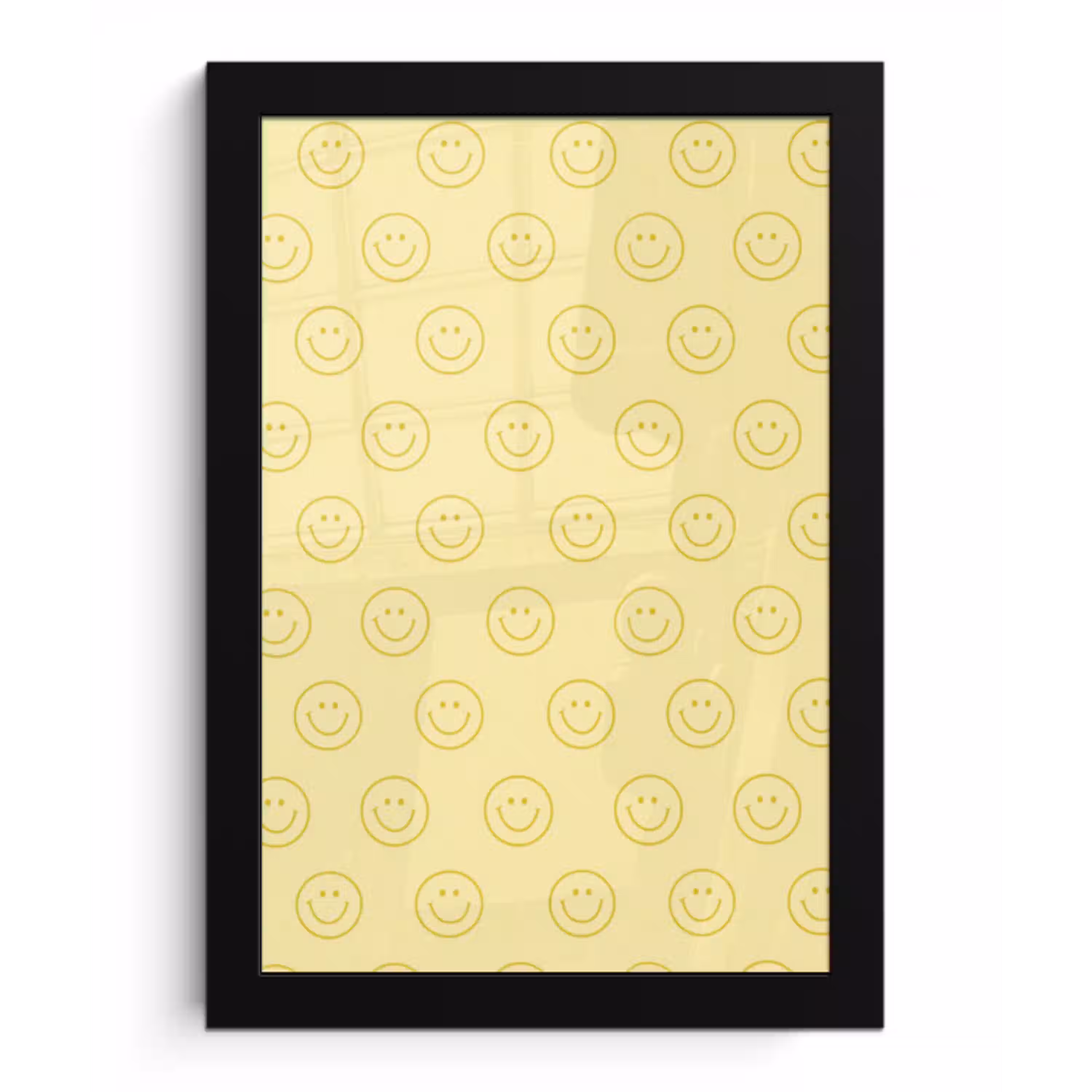 Smileys - Patroon - Retro - Zachtgeel fotolijst zwart zonder passe partout klein 224 -3d