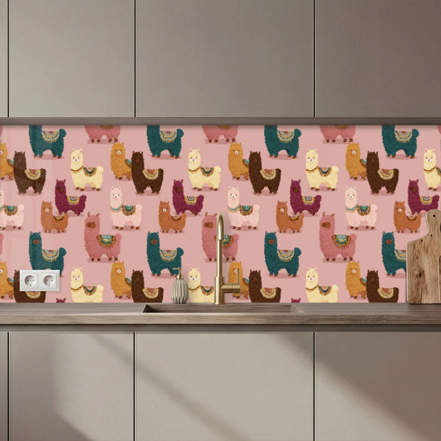 Alpaca's - Patroon - Kleurrijk keuken achterwand 2 middel 871 zz_3dshopping