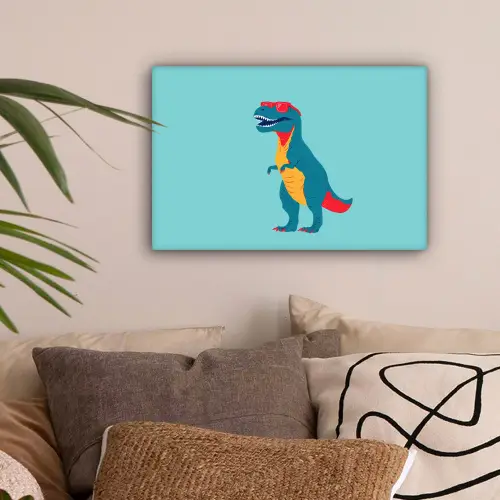 Dinosaurus - Blauw - Zonnebril canvas 2cm klein -sfeer1