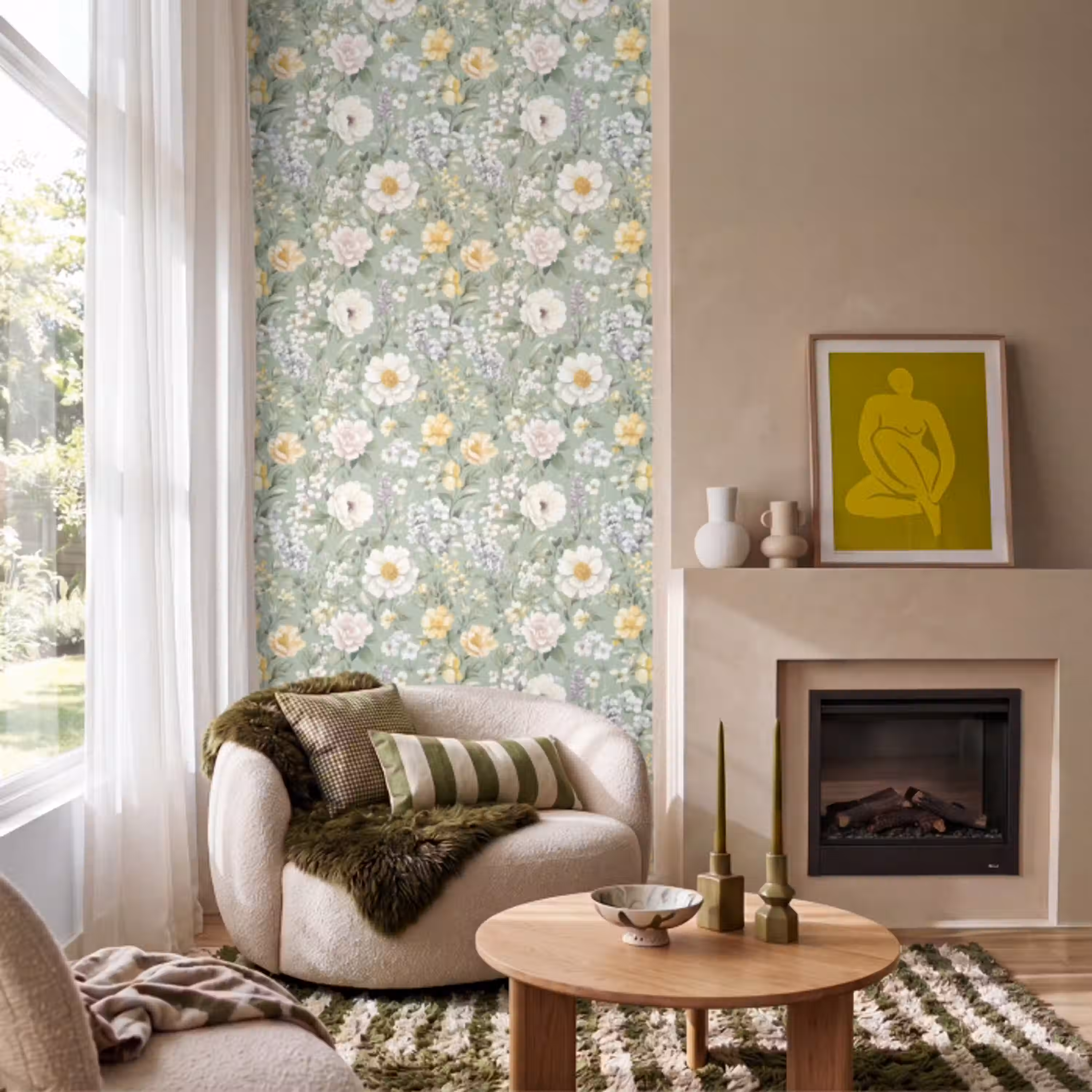 Klassiek - Bloemenpatroon - Kleurrijk Behang Vlies klein 1076 -sfeer2