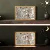 Abstract - Marmer - Wit - Bruin - Marmerlook Light Box met kabel (Tafellamp) klein -sfeer3