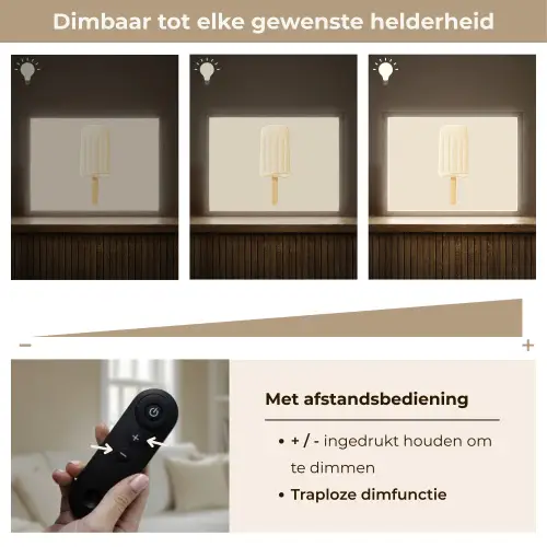 Minimalistisch - Waterijsje - Stokje - Beige Light Box met batterij (Wandlamp) middel -USP_dimbaarNL