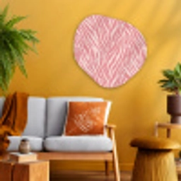 Zebra - Print - Roze Wandcirkel Organisch Aluminium middel 851 -sfeer4