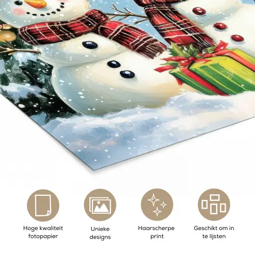 Vrolijk -  Sneeuw - Kleurrijk poster papier klein -closeup_NL