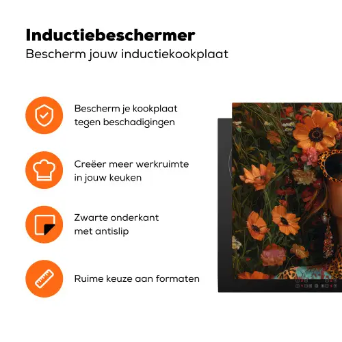 Vrouwen - Bloemen - Modern - Bril - Abstract Inductie beschermer vinyl 3mm klein -zzzzzzz-td-ups