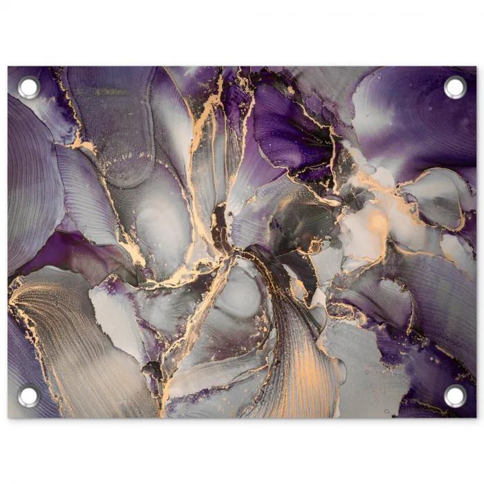 Goud - Paars - Marmer tuinposter los doek klein -3d