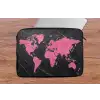 Wereldkaart - Roze - Marmer laptophoes neopreen klein -tafel