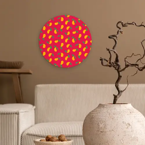 Roze - Mango - Blauwe - Streepjes Wandcirkel plexiglas klein 852 -sfeer1
