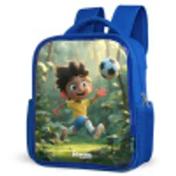 Voetbal - Jongen - Bos Kinderrugzak - Blauw middel -schuin