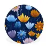 Bloemen - Patroon - Blauw - Contrast Wandcirkel aluminium klein -3d