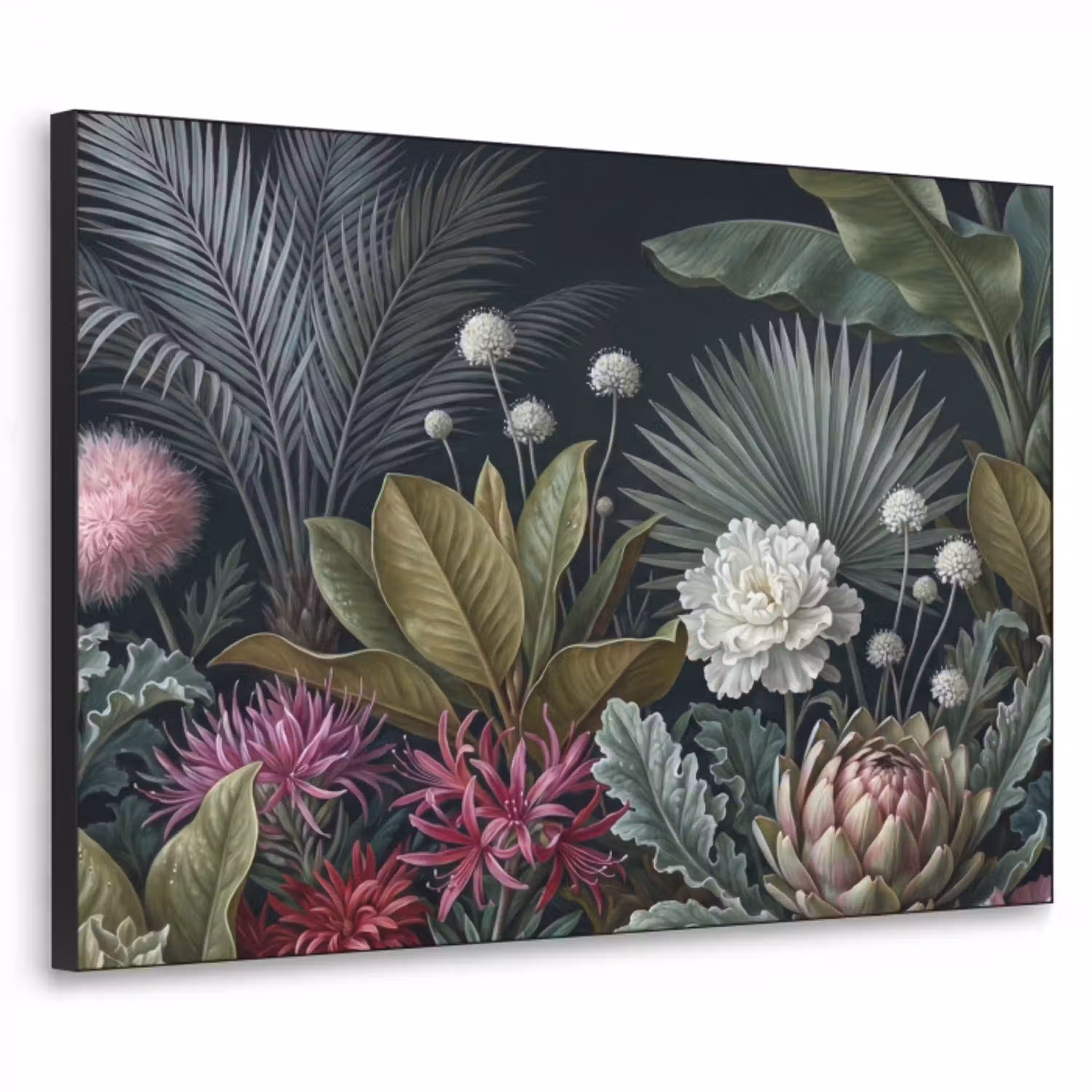 Planten - Tropisch - Botanisch - Donker - Groen Textielframe zwart klein -3d