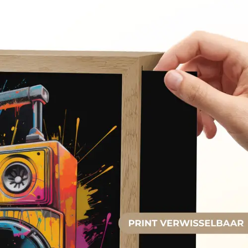 Radio - Graffiti - Box - Kleuren - Zwart Light Box met batterij (Wandlamp) middel -USP_websiteprintNL