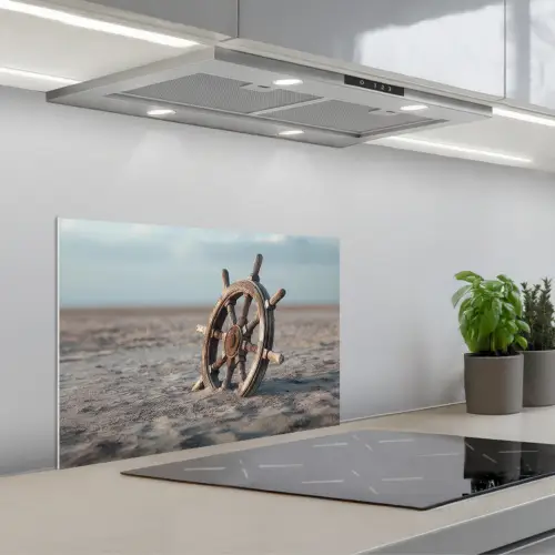 Scheepsstuur - Hout - Bruin - Zand keuken achterwand spatscherm klein -3d_schuin