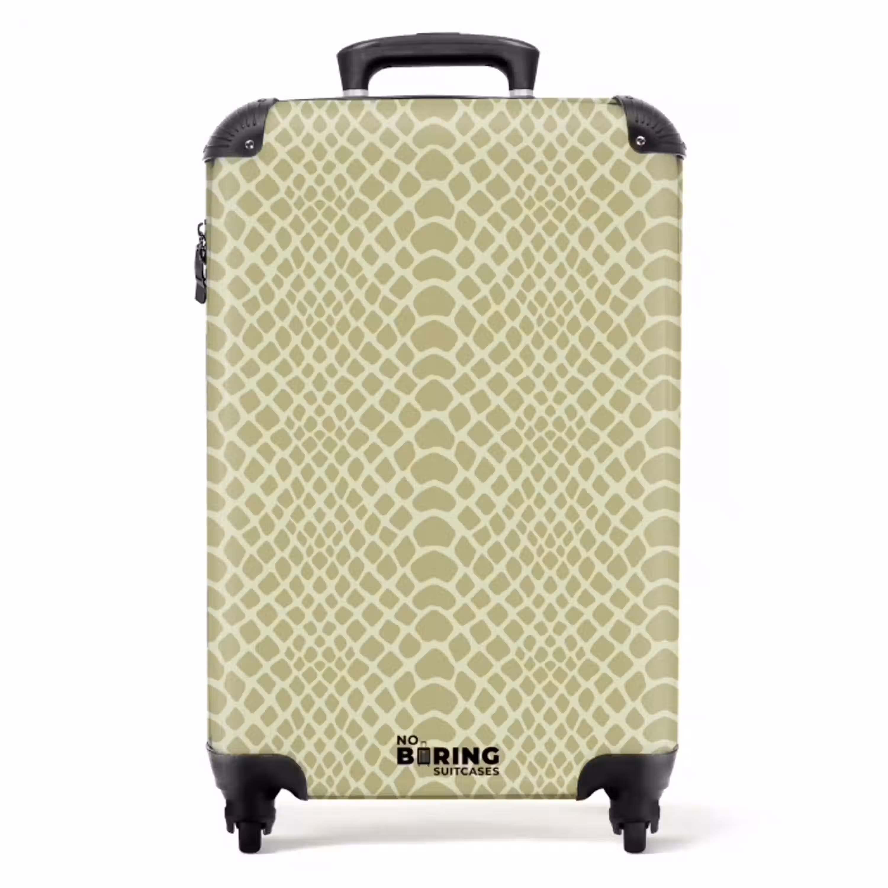 Beige slangenhuidmotief met symmetrisch patroon NBS - Handbagage koffer - Volwassenen Unisex middel -productfoto_recht