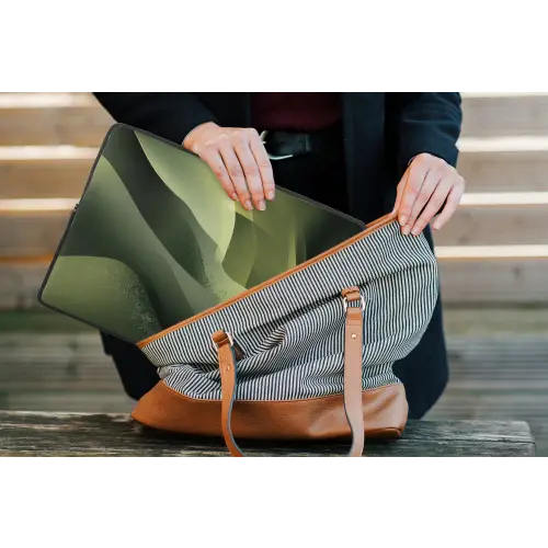 Gaming - Golven - Abstract - Heuvels - Groen laptophoes neopreen klein -tas