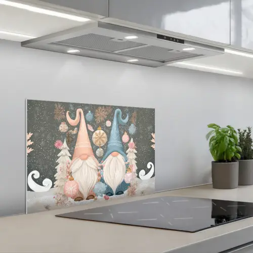 Kerst - Gnomen - Pastel keuken achterwand spatscherm klein -3d_schuin