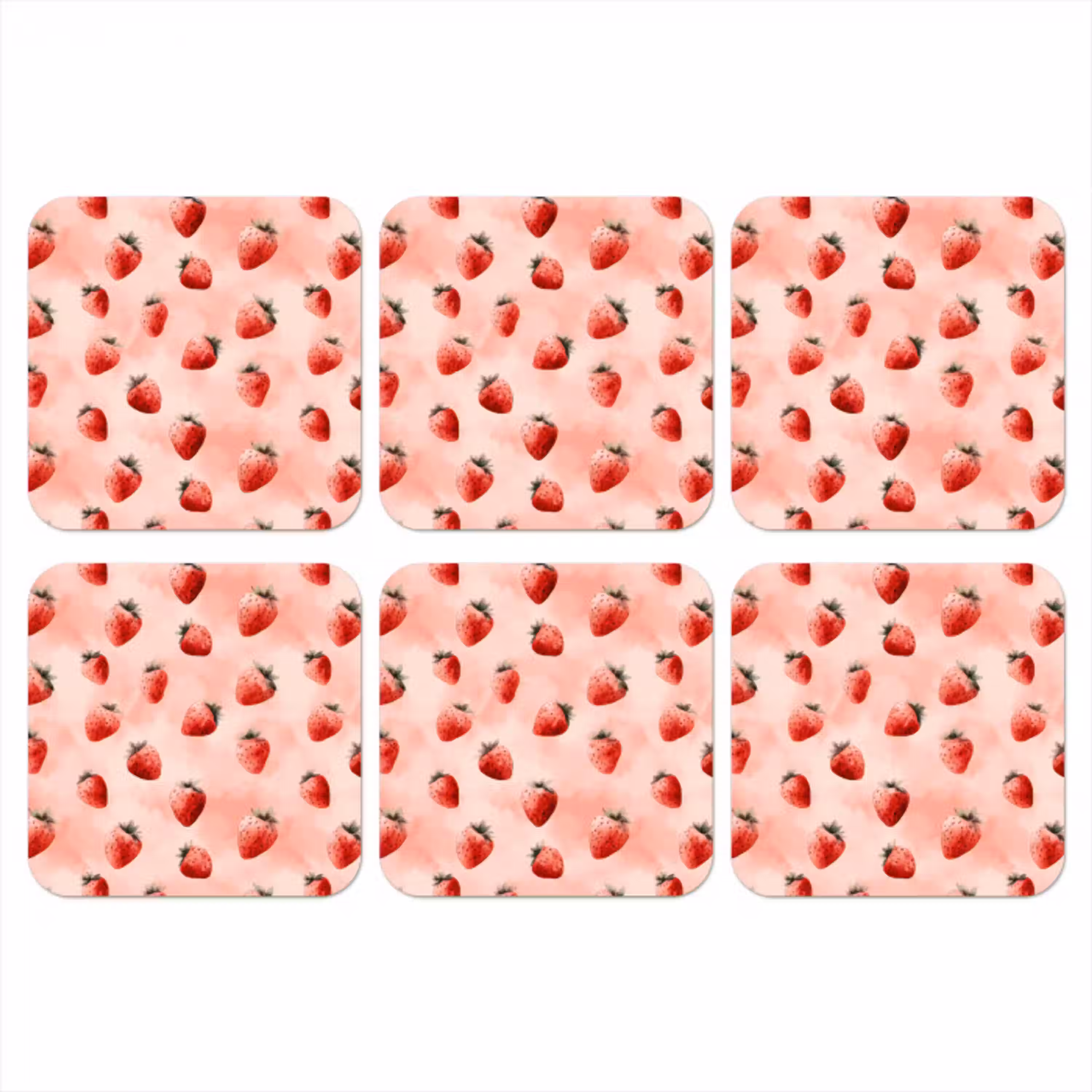 Aardbei - Patroon - Roze onderzetter kurk middel 366 -3d