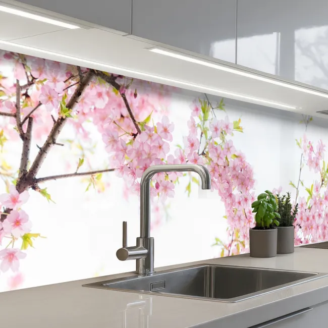 Keuken achterwand - Kersenbloesem - Roze - Bloemen - Sakura - Natuur