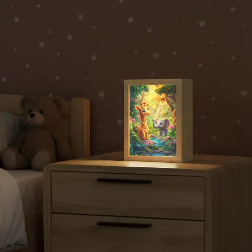 Giraf - Olifant - Bloemen - Jungle Light Box met kabel klein -sfeer1_kind