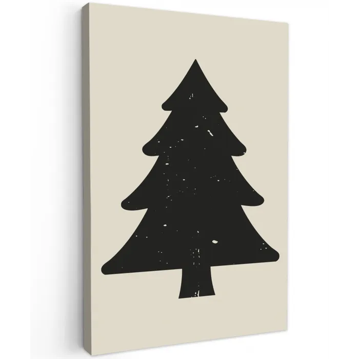 Kerstboom - Zwarte kerstboom - Boom - Japandi Tuinposter op houten frame 2 cm dik klein -3d