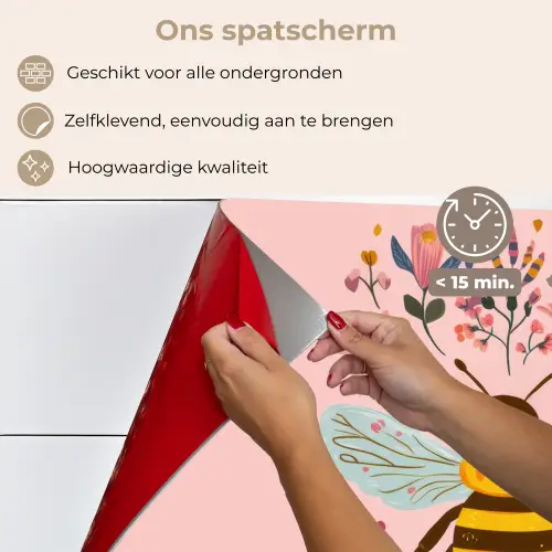 Bij - Geel - Bloemen - Kleurrijk keuken achterwand spatscherm klein -spatscherm_NL