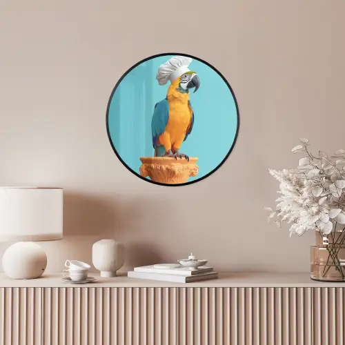Papegaai - Koksmuts - Grappig - Vogel Fotolijst rond zonder passe partout klein -sfeer3