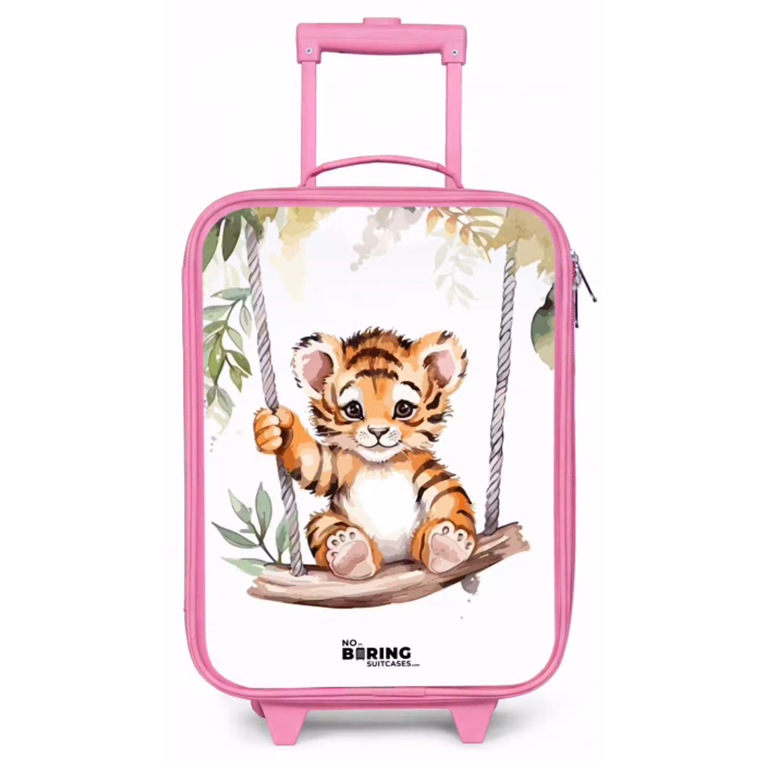 Schommelend tijgerwelpje waterverf tekening Kinderkoffer - Roze klein -zz3dotto