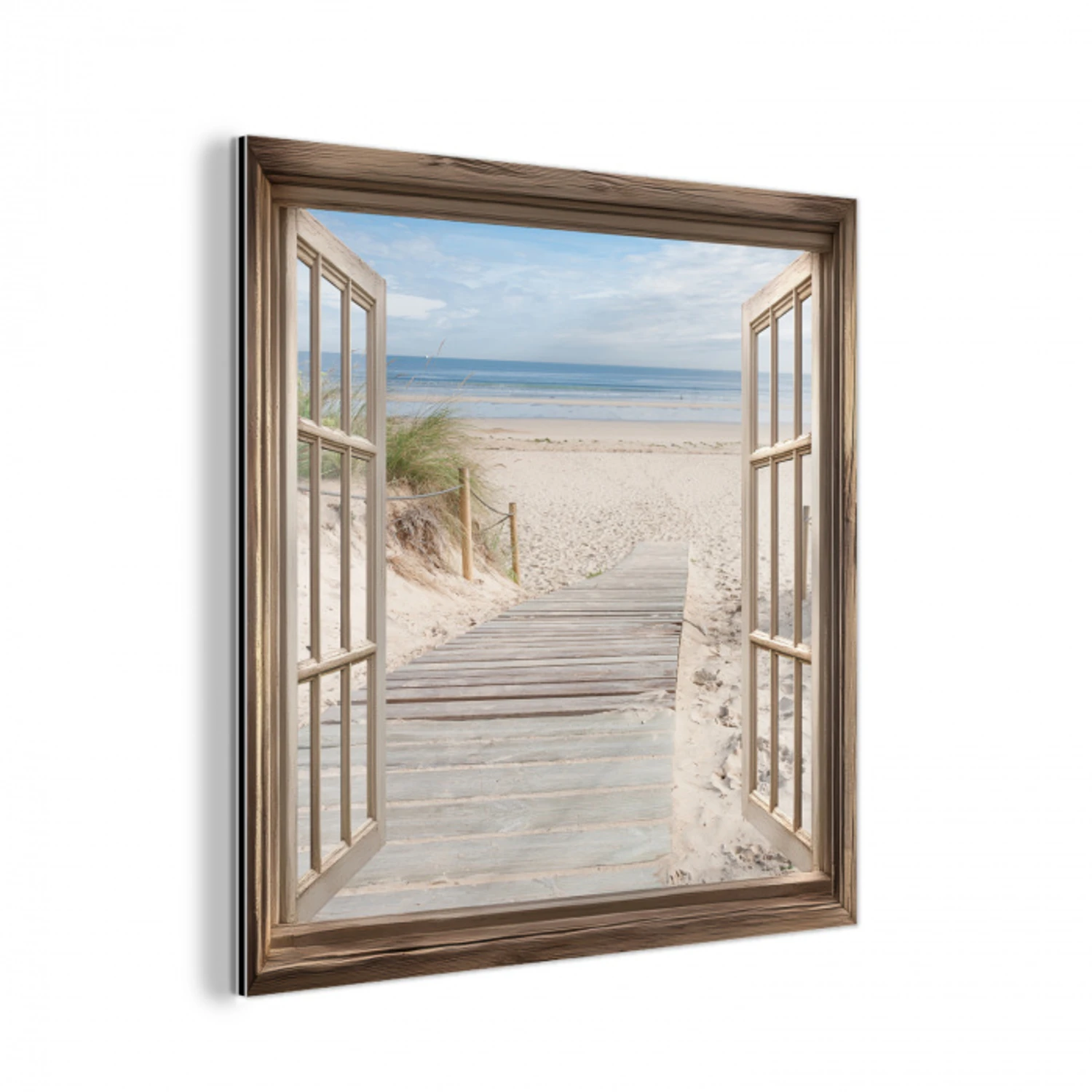 Doorkijk - Strand - Duinen - Pad - Landschap aluminium wit klein -3d