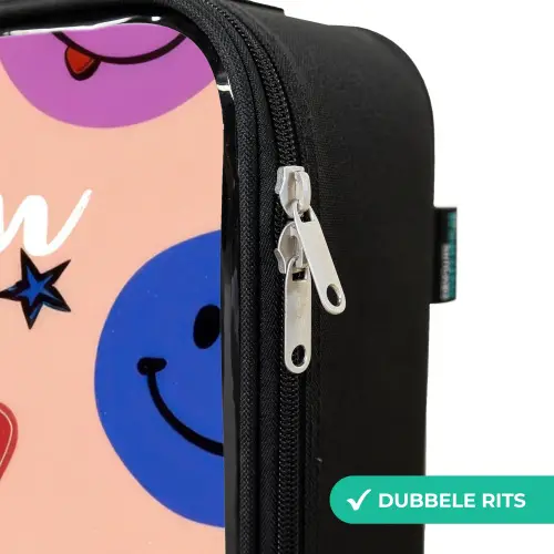 Vrolijk Smiley-patroon Kinderkoffer - Zwart klein -rits_NL