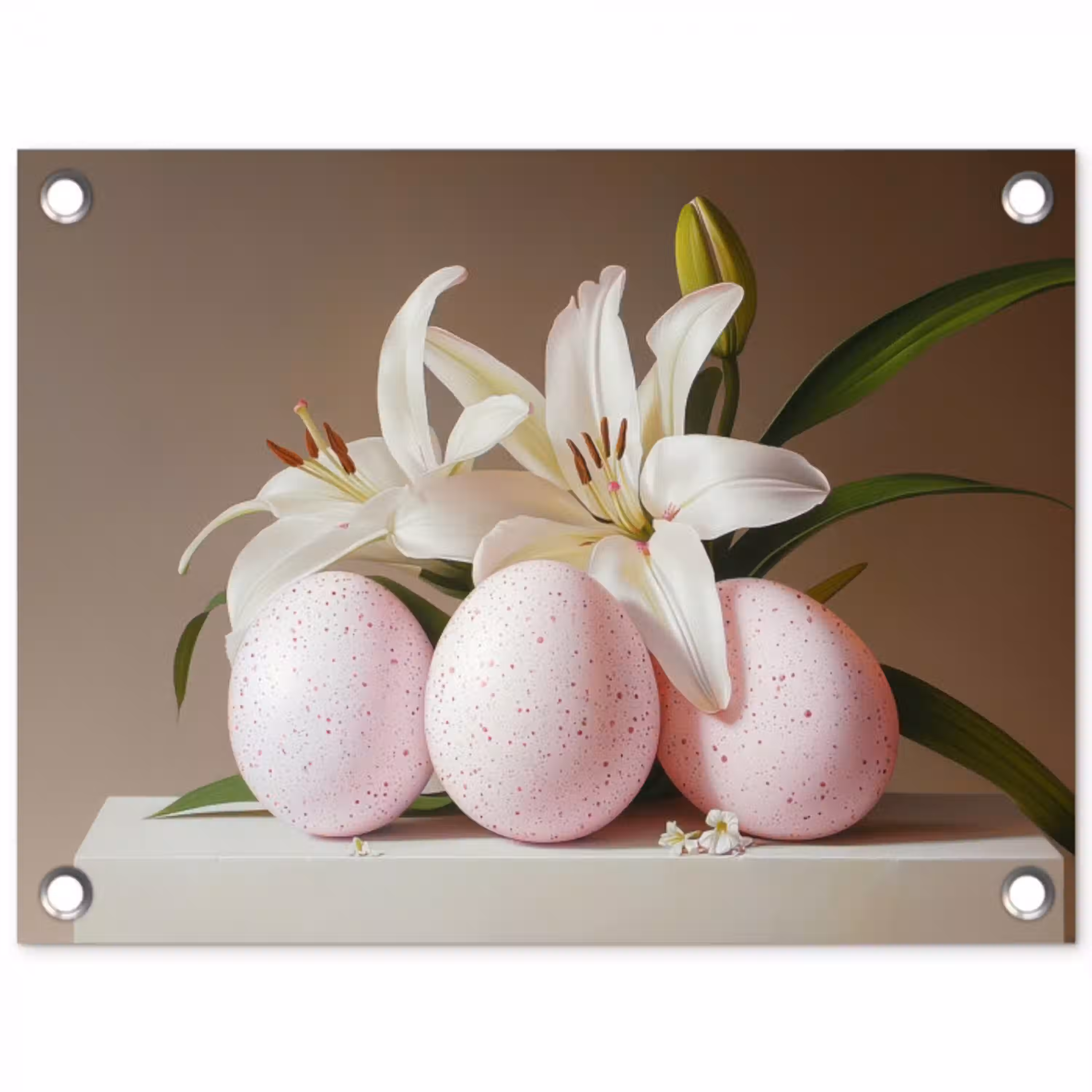 Lelies - Eieren - Pasen tuinposter los doek klein -3d
