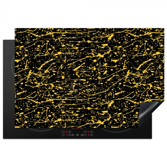Spat - Waterverf - Geel - Zwart Inductie beschermer vinyl 3mm klein 276 -3d